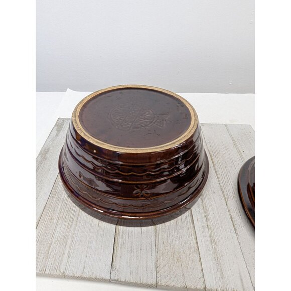 Vintage Marcrest Stoneware Daisy Dot Covered Dish Crock With Lid Brown - Picture 6 of 8